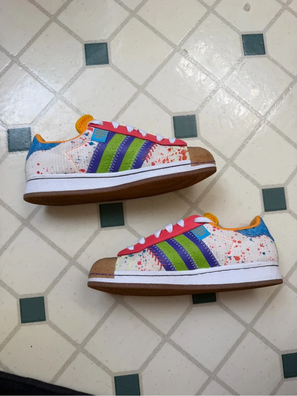 adidas S.E.E.D Superstar Low-Top Sneakers Size 7— Cream, Blue, Purple, Green